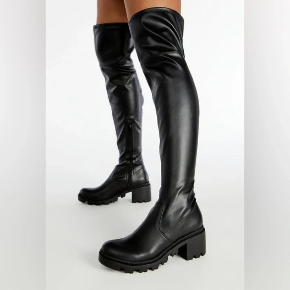 Black Lug Sole Over-The-Knee Boot- Never been Worn